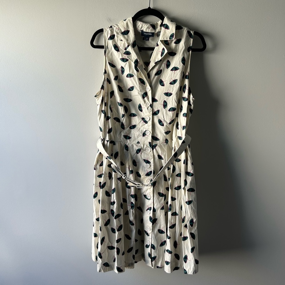 Modcloth cream umbrella printed sleeveless dress